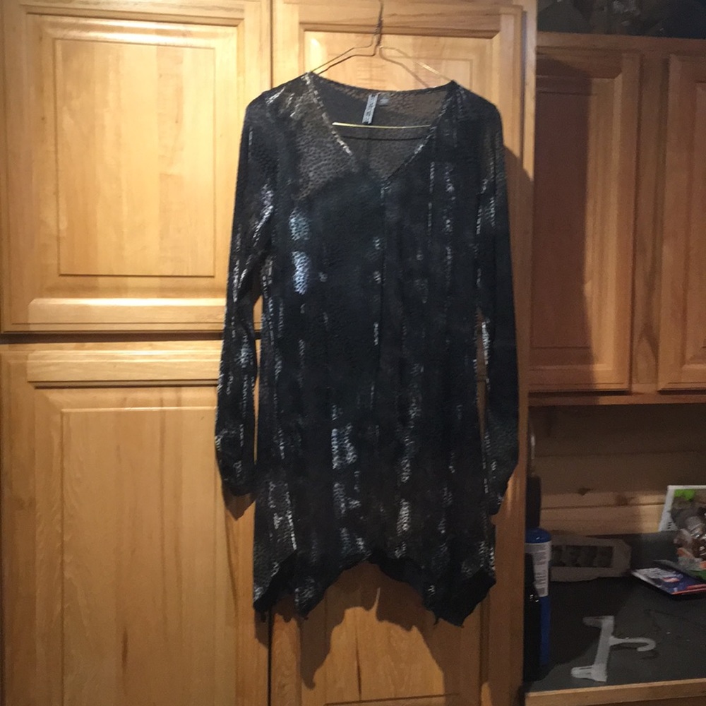 Semi-sheer velvet top.